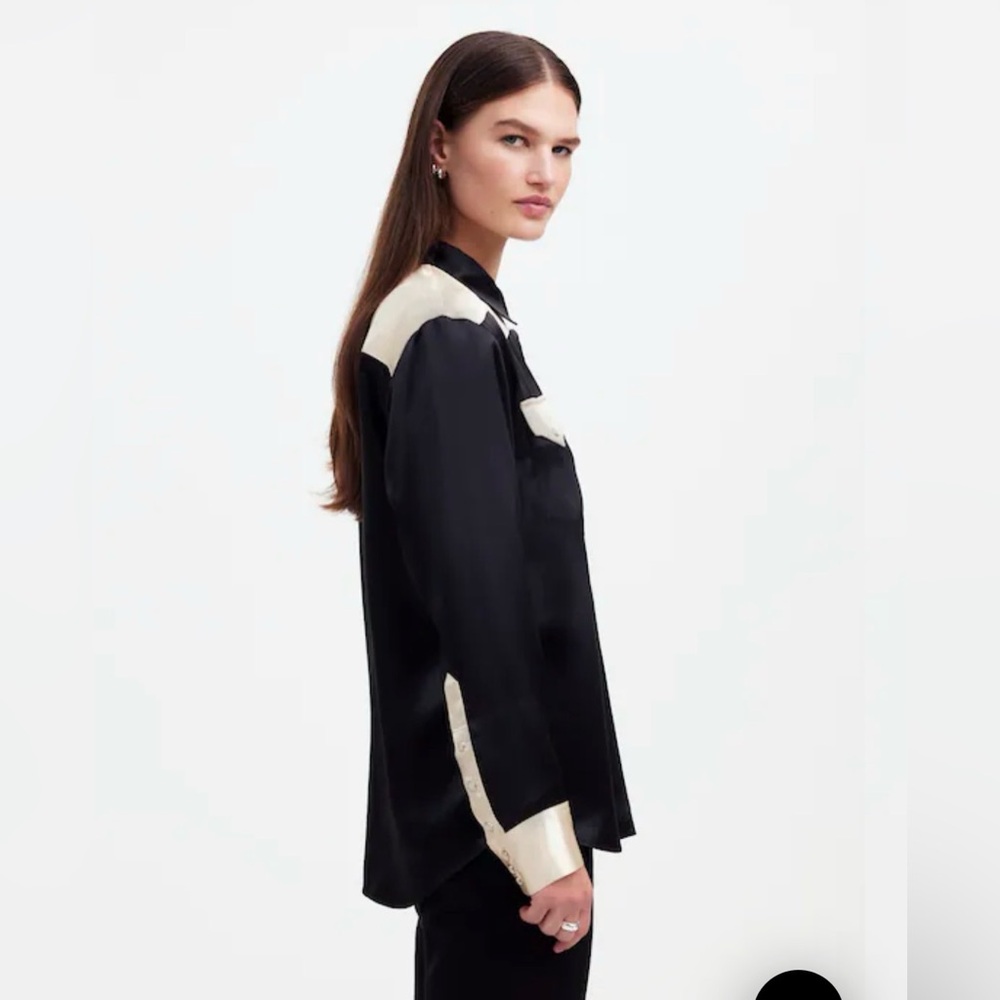 Alexa Chung/Madewell Satin Western Shirt - Picture 2 of 9